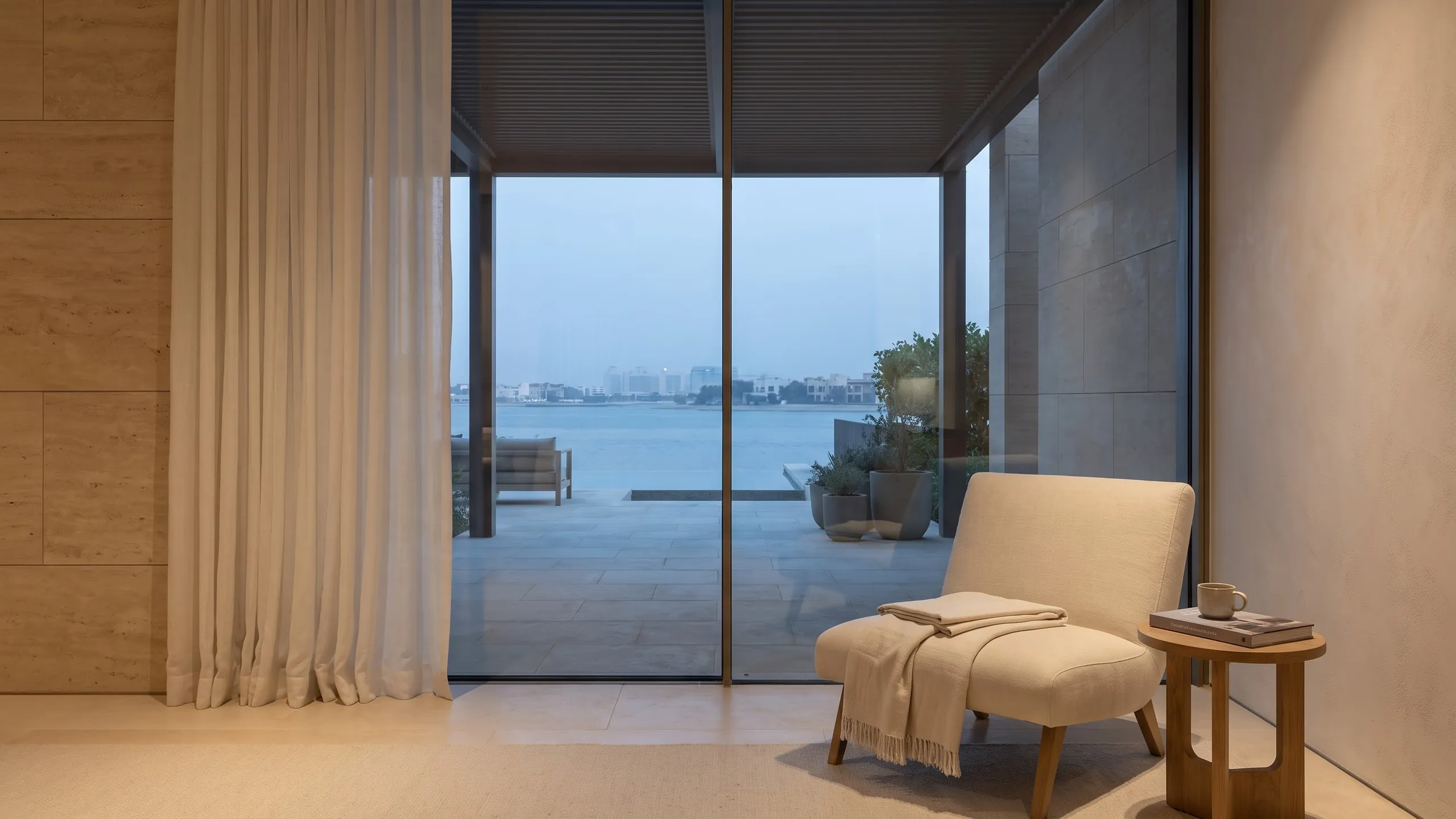A supplied waterfront living scene